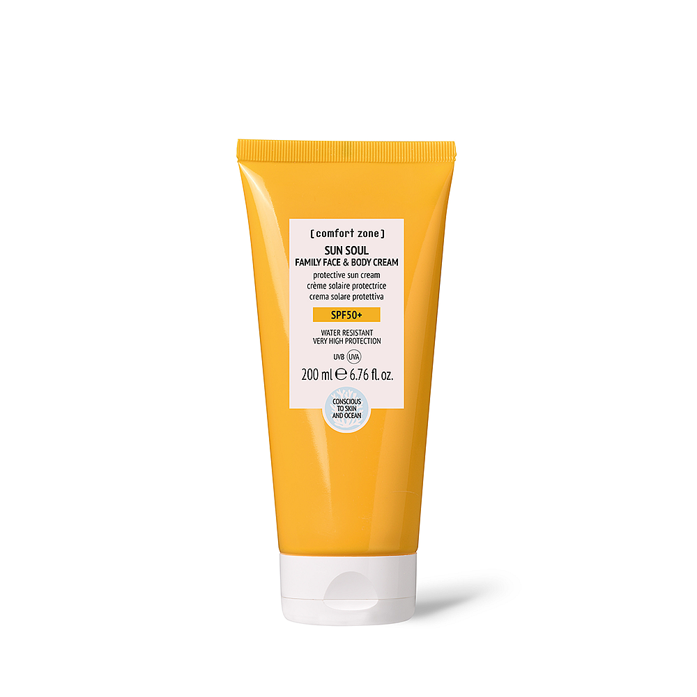 COMFORT ZONE SUN SOUL apsauga nuo saulės veidui ir kūnui - visai šeimai SPF50+, 200 ml.