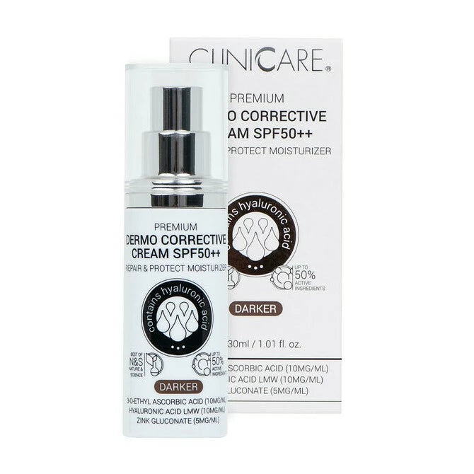 CLINICARE koreguojantis kremas SPF50++ su spalva, 30 ml