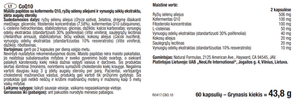 NeoLife CoQ10 kapsulės sudėtis