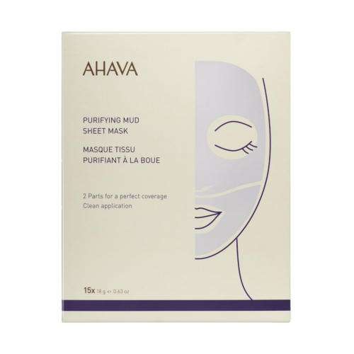 AHAVA valomoji purvo lakštinė veido kaukė su Negyvosios jūros purvu