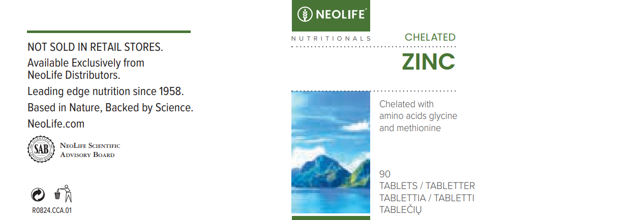 Chelated Zinc papildas – etiketė su pavadinimu