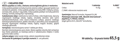 Chelated Zinc sudėties etiketė su chelatiniu cinku