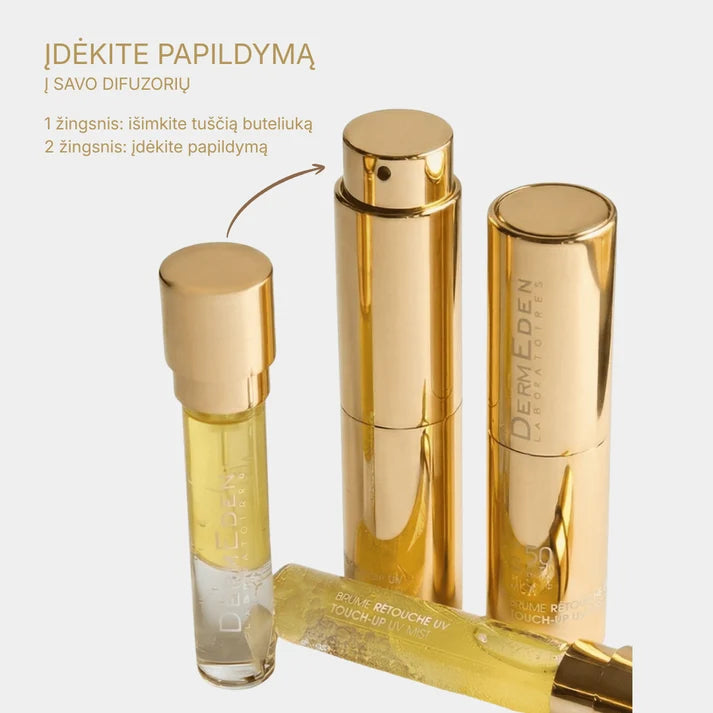DERMEDEN TOUCH UP MIST SPF50 apsauginė UV dulksna dozatoriui (papildymas), 8 ml