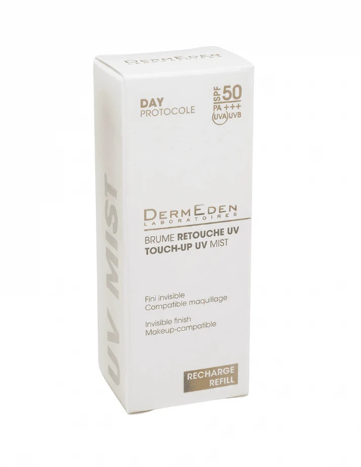 DERMEDEN TOUCH UP MIST SPF50 apsauginė UV dulksna dozatoriui (papildymas), 8 ml