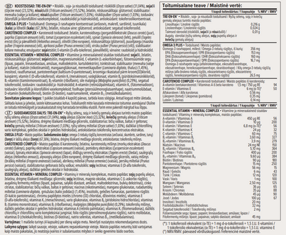 Sudėtis etiketė NeoLife Pro Vitality+ vitaminai, mineralai, omega-3